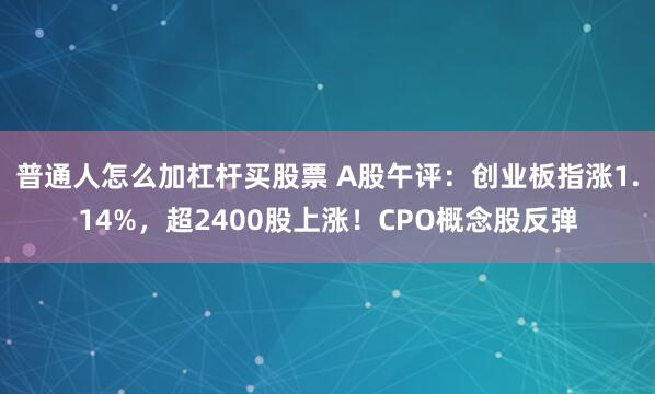 普通人怎么加杠杆买股票 A股午评：创业板指涨1.14%，超2400股上涨！CPO概念股反弹
